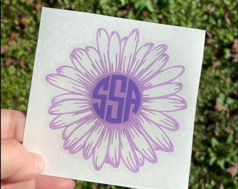 Flower Monogram Car Decal, Daisy Monogram Cup Decal, Custom Decal, Gift for Her, Car Decals for Women, Floral Decal, Daisy Sticker