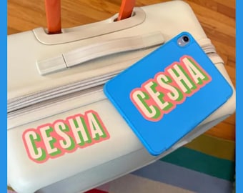 Custom Luggage Sticker, Monogram Suitcase Sticker, Cute Name Tag, Vinyl Label, Durable Name Sticker, Dorm Name Decal, Personalized Travel