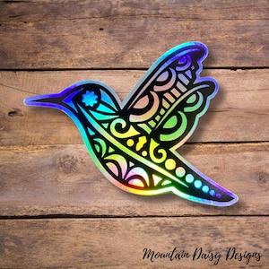 Holographic Hummingbird Sticker, Holographic Sticker for Water Bottle, Laptop Sticker, Nature Sticker, Animal Sticker, Waterproof Sticker image 1