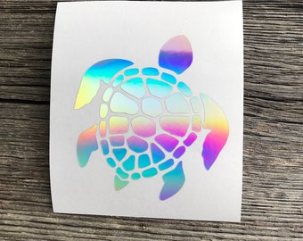Holographic Sea Turtle Decal for Tumbler | VSCO Turtle sticker | Holographic Car Decal | Turtle Tumbler Decal | Vinyl Decal Sticker