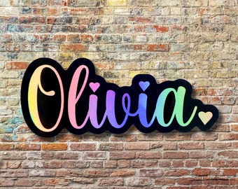 Holographic Name Sticker for Water Bottle, Custom Name Decal, Waterproof Labels,  Laptop Sticker, Phone Case Sticker, Personalized Gift