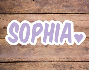 Custom Name Sticker, Personalized Name Sticker with Heart, Cute Name Decal Sticker, Gift for Her, Laptop Sticker, Water Bottle Sticker