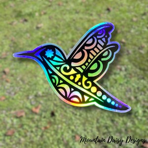 Holographic Hummingbird Sticker, Holographic Sticker for Water Bottle, Laptop Sticker, Nature Sticker, Animal Sticker, Waterproof Sticker image 2