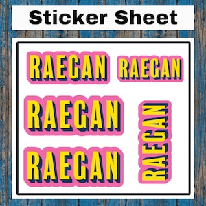 Personalized Name Sticker Sheet, Waterproof Name Labels for Laptop, Water Bottle, Kids Items, Luggage, School Supply Labels, Custom Gift
