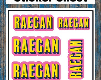 Personalized Name Sticker Sheet, Waterproof Name Labels for Laptop, Water Bottle, Kids Items, Luggage, School Supply Labels, Custom Gift
