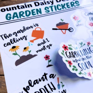 Garden Sticker Sheet for Water Bottles, Tumblers, Laptops, 6x6 Waterproof Garden Sticker Set , Gardening Stickers, Funny Gardener Gift image 3
