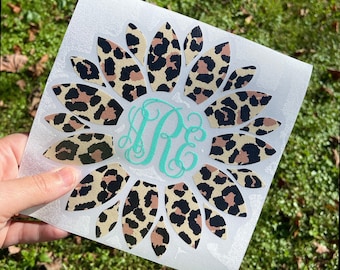 Flower Monogram Decal Sticker  | Floral Monogram Decal | Flower Cup Decal |  Monogram Decal | Monogram Decal for Tumbler | Decals for Women