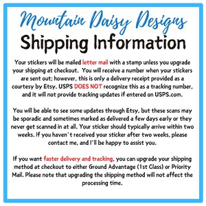 a sign that says mountain daisy designs shipping information