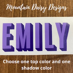 Double Layer Name Decal, Vinyl Name Decal, Name Sticker, Name Decal for Water Bottle, Custom Name Decal Sticker, Word Decal, Laptop, Shadow