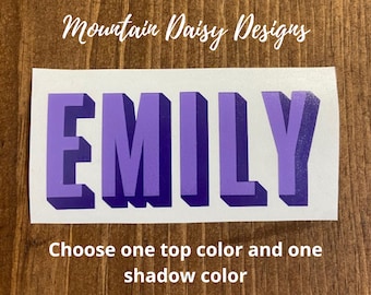 Shadow Name Decal, Double Layer Vinyl Name Decal, Name Sticker, Name Word Decal for Luggage, Custom Name Decal Sticker, Camp Trunk Decal