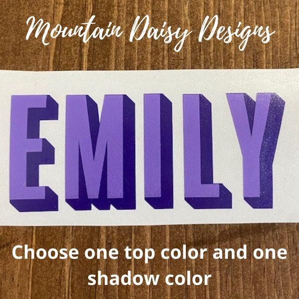 Shadow Name Decal, Double Layer Vinyl Name Decal, Name Sticker, Name Word Decal for Luggage, Custom Name Decal Sticker, Camp Trunk Decal