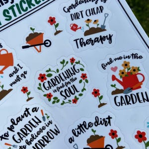 Garden Sticker Sheet for Water Bottles, Tumblers, Laptops, 6x6 Waterproof Garden Sticker Set , Gardening Stickers, Funny Gardener Gift image 2