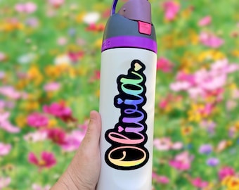Custom Holographic Name Sticker - Waterproof & Dishwasher Safe Decal for Water Bottles, Laptops, Phone Cases - Personalized Gift Label