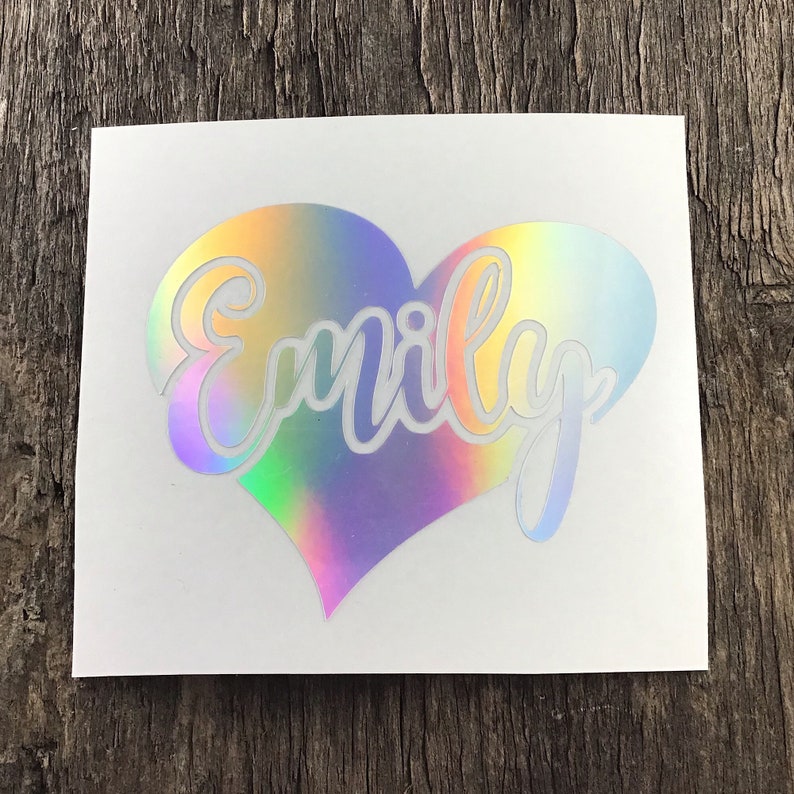 Holographic Name Decal Vinyl Name Decal Holographic Decal Etsy