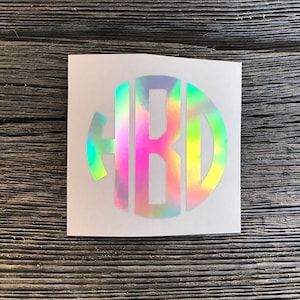 Holographic Sticker | Monogram Car Decal | Holographic Monogram Sticker |  Monogram Decal | Monogram Tumbler Decal | Laptop Decal