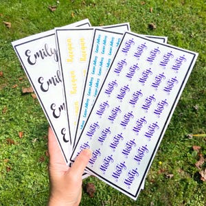Personalized Name Labels for Kids, Dishwasher Safe Bottle Labels for Daycare, Waterproof Custom Name Sticker Sheet, Back to School Supplies