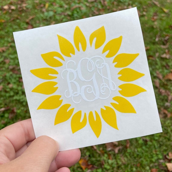 Sunflower monogram car decal, Sunflower Car Monogram decal, sticker for car