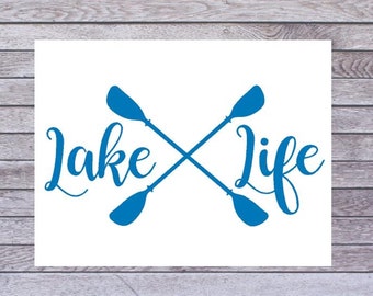 Lake Life kayak paddle decal - laptop decal - MacBook decal- boat decal- cup cooler decal