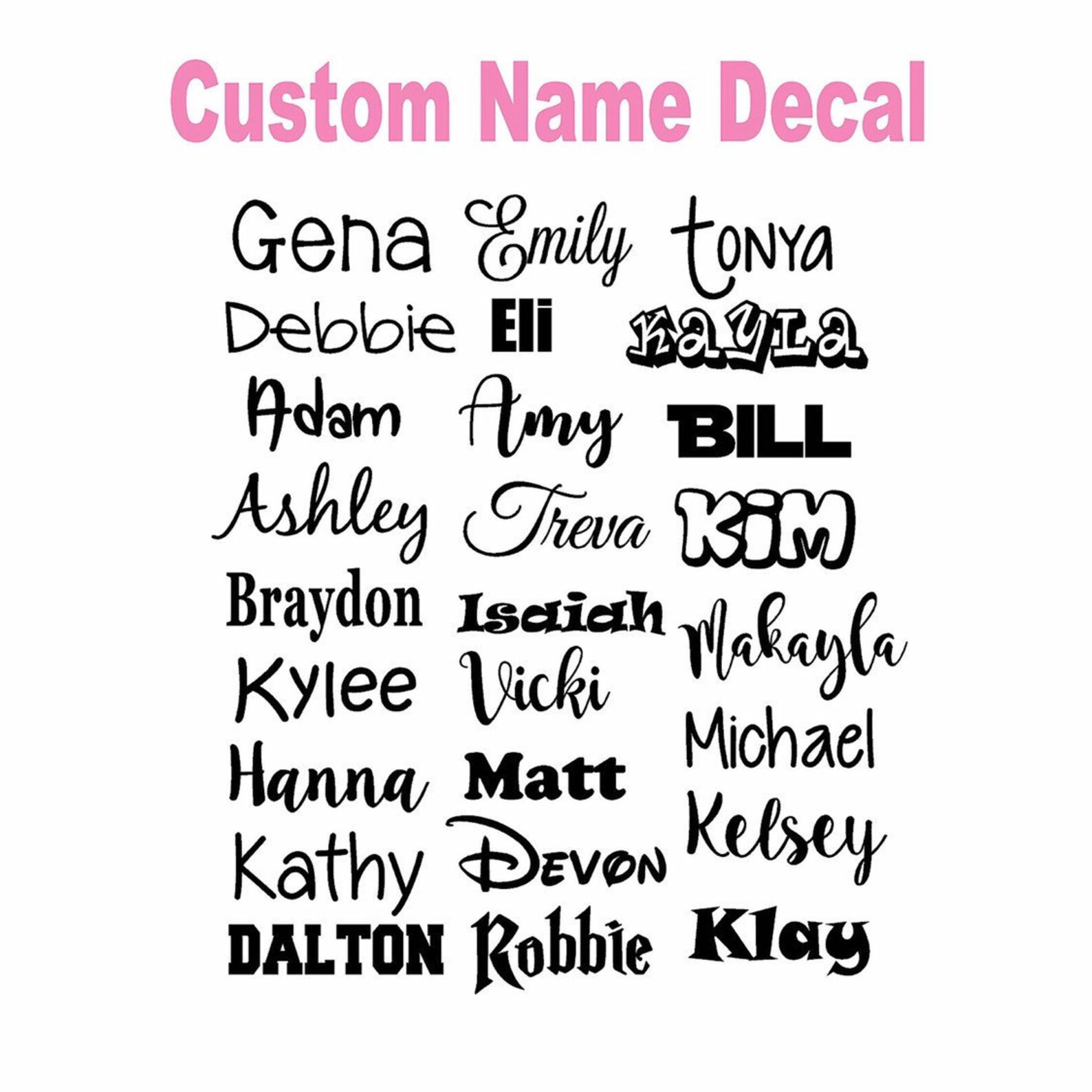 Name Decal for Tumbler Vinyl Name Decal Custom Name Decal Etsy