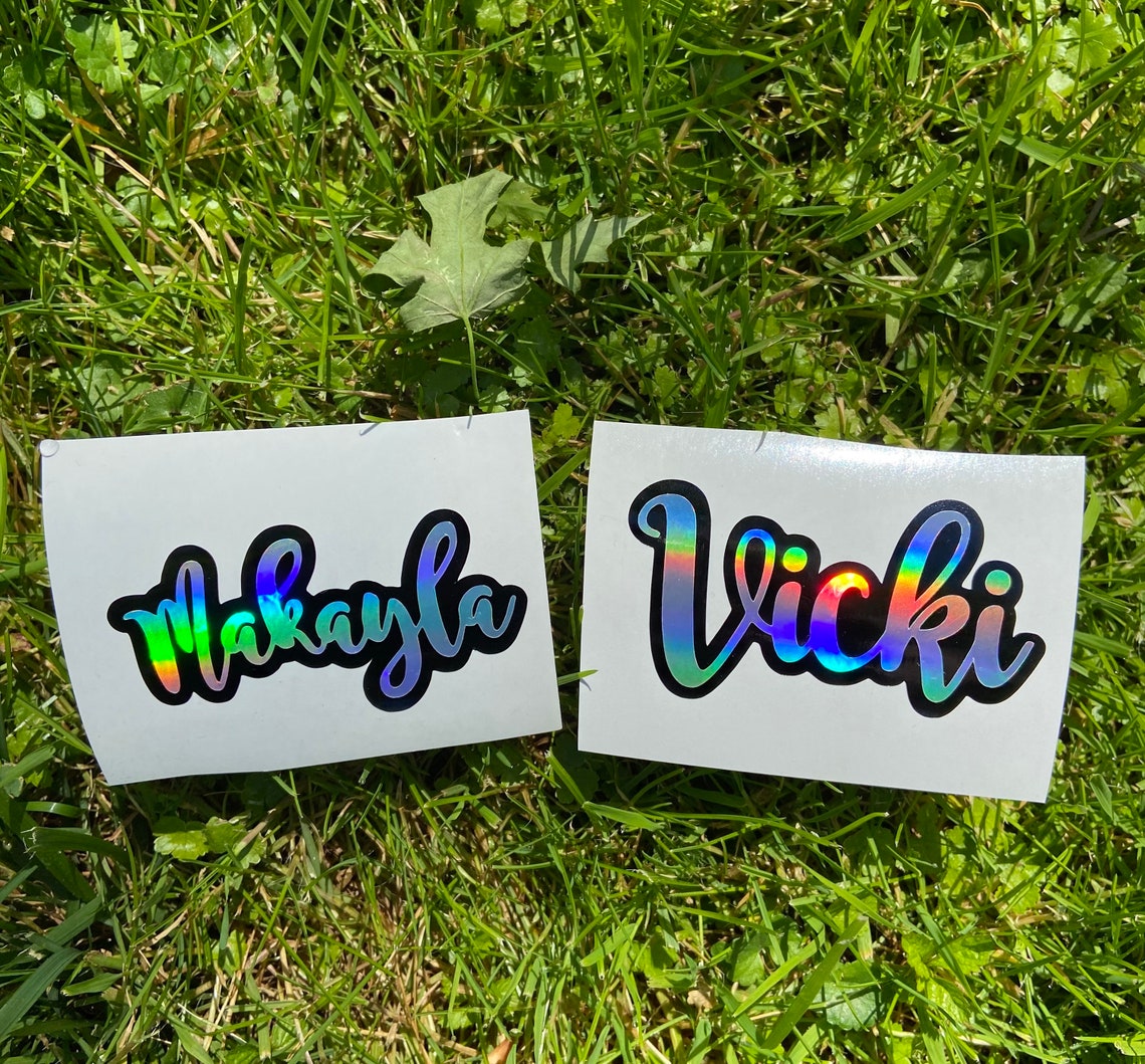 Holographic Name Decal Vinyl Name Sticker Custom Name Decal Etsy