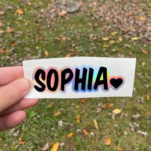 Holographic Name Sticker, Custom Name Sticker for Water Bottles, Personalized Vinyl Name Sticker, Cute Name Sticker, Tumbler Sticker, Gift