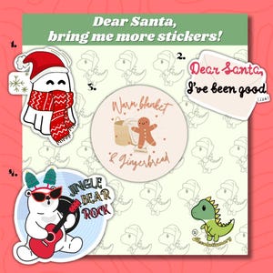 Adorable autocollant brillant imperméable en vinyle de Noël | Autocollant drôle sarcastique | Cadeau de Noël | Autocollant des Fêtes | Paquet/paquet de 4 | individuel
