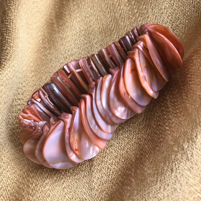 Soft Pink Toned Bracelet Vintage Seashell Iridescent