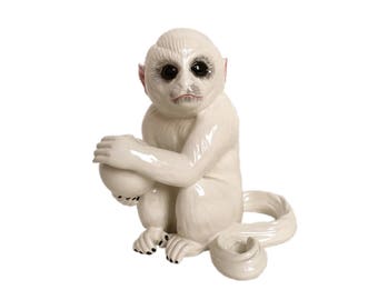 White Italian Ceramic Monkey