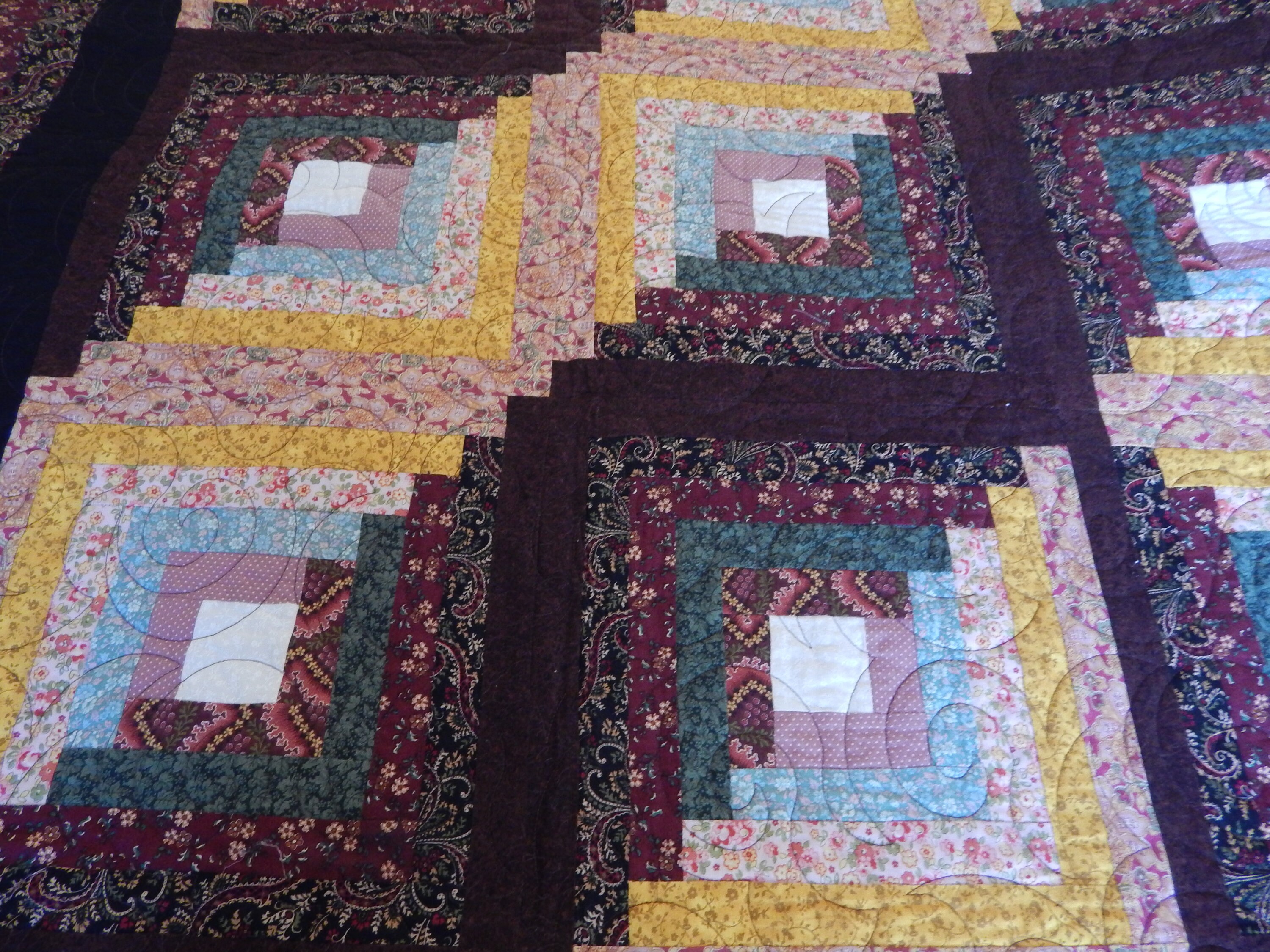 Beautiful Queen Handmade Log Cabin Quilt with Pillow Shams Etsy