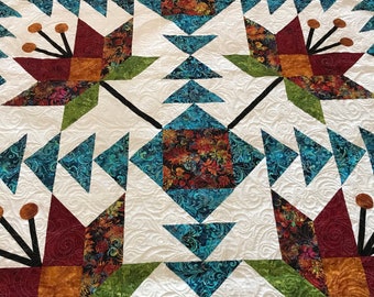 Queen size handmade quilt called Blooming (91x104)