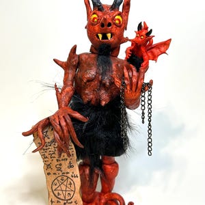 Devil Demon Satan Sculpture clay handmade OOAK