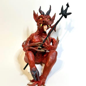 Devil Satan Demon Clay Sculpture Handmade OOAK Occult Figurine