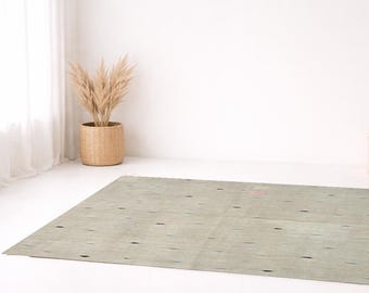 5x7 Beige & Cream Hemp Kilim Rug, 5x7 Hemp Rug, 5x7 Rug, Bohemian Handmade Rug, Mid Century Modern, One Of A Kind, Rugs For Living Room, 56s