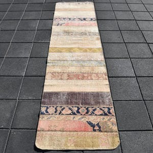 2x8 Runner Rug, 2x8 Vintage Runner, 2x8 Soft Pastel VINTAGE RUNNER RUG, 2x8 Rug, Narrow Handmade Wool Rug, 2x8 Turkish Runner, Antique 56s