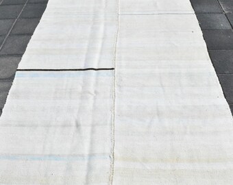 5x8 Rug, 5x8 Hemp Rug, 5x8 White Beige BOHEMIAN HEMP Rug, 5x8, Handmade Natural Rug, Hemp Area Rug, Mid Century Modern, Rug For Farmhouse