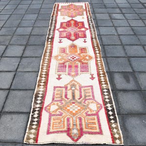 3x11 Herki Persian Runner Rug, 3x11 Herki Runner, 3x11 Rug, Handmade Wool Rug, 3x11 Runner Rug, 3x11 Persian Runner, Red & Beige Runner, 58s