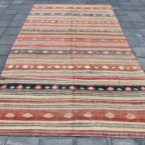 6x11 TURKEY VINTAGE KILIM Rug, 6x11, Turkish Kilim Rug, Large Hand-woven Rugs, 6x11 Rugs, Shades Of Red Kilim, Kilim Rug 6x11, Gift Rug 57s