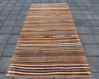 Brown Kilim Rug, Ft,Vintage Rug,Kilim Rug,Tribal Rug,Decorative Rug,Oushak Rug,Weavin Rugs,Hemp Rug,Hand knotted Kilim,Red Rug,