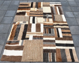 5x7 Wool Turkish Vintage KILIM Rug, 5x7 Turkish Kilim Rug, Kilim Rug, Striped Design Rug, Overdye Farmhouse Decor,Handmade Wool Kilim,32905