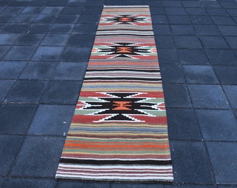 SOFT KILIM RUNNER, 2.3x8.12 Ft, 274x69 Cm,Turkish Kilim Rug, Anatolian Rug, Wool Rug, Red Kilim Rug, Vintage Runner, Wool Kilim Rug,