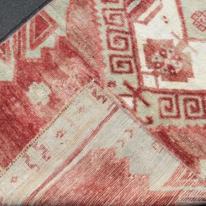 3x9 Red Beige Vintage Runner Rug, 3x9 Vintage Runner, 3x9, Handmade Wool Oushak Rug, 3x9 Persian Runner, Vintage Distressed, Hallway Runner
