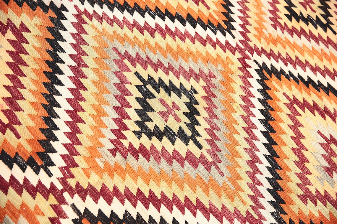 CORAL Kilim Turkish Rug Kilim Coral Patterned Overdye Rug Etsy