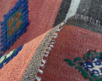 6x9 Area Rug, 6x9 VINTAGE TURKISH KILIM Rug, 6x9, Handmade Wool Rug, 6x9 Rug, Red & Green Kilim Rug, Modern Mid Century, 6x9 Kilim Rug, 58s