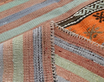 6x9 Rug, 6x9 Kilim Rug, 6x9 TURKEY VINTAGE KILIM Rug, 6x9 Vintage Kilim Rug Handmade Oushak Red 6x9 Area Rug  Beige & Green Rug Living Room