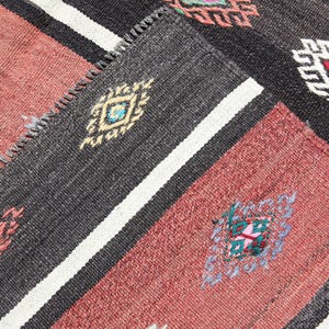 5x9 Red Beige Vintage Kilim Rug, 5x9 Kilim Rug, 5x9 Rug, Handmade Wool Rug, 5x9 Turkish Kilim, Striped Bohemian Style, Kilim Rug 5x9, Gifts