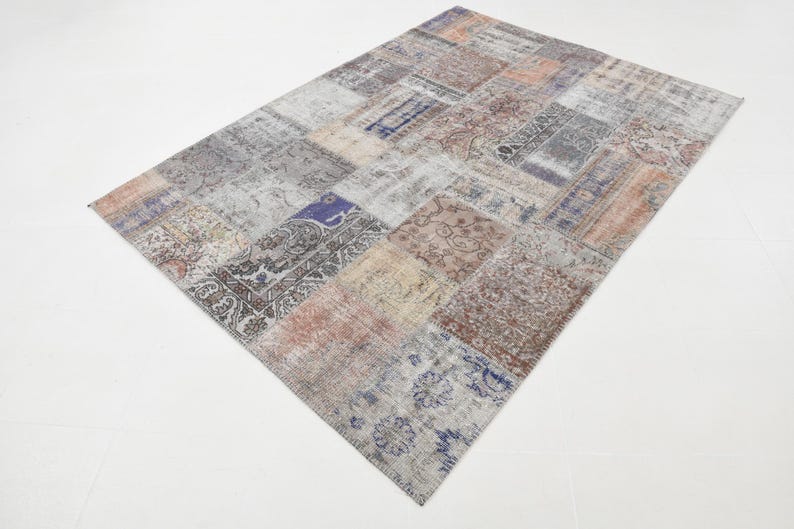 Pastle Color Rugs 6x8 Turkish Vintage Patchwork Rug, Soft Pastel Handmade Wool Durable ...
