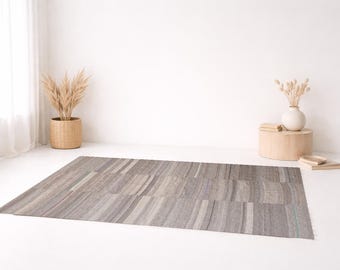 8x10 Brown Beige Oversize Kilim Rug, Large Area Rug, 8x10 Kilim Rug, Handmade Wool Jute Rug, Farmhouse Decor, One-Of-A-Kind, Rug For Bedroom