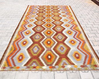 Alfombra Kilim turca hecha a mano de 15x23 cm: burdeos, verde, lana, estilo bohemio vintage.