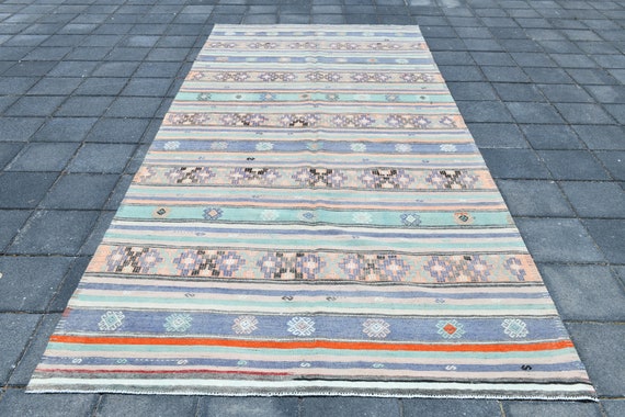 6x12 Rugs, Kilim Rug 6x12, 6x12 VINTAGE LARGE KILIM Rug, 6x12, Kilim Area Rug, Wool Handknotted Rug, 6x12 Area Rug, Blue & Green Kilim, 60s