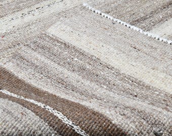 200x300 Kelim Teppich, 8x10 Übergröße Vintage Kelim Teppich, Beige Braun Kilims, Wolle Handgemachte Türkische, 8x10 Übergröße Kelim Teppiche, Boho Stil